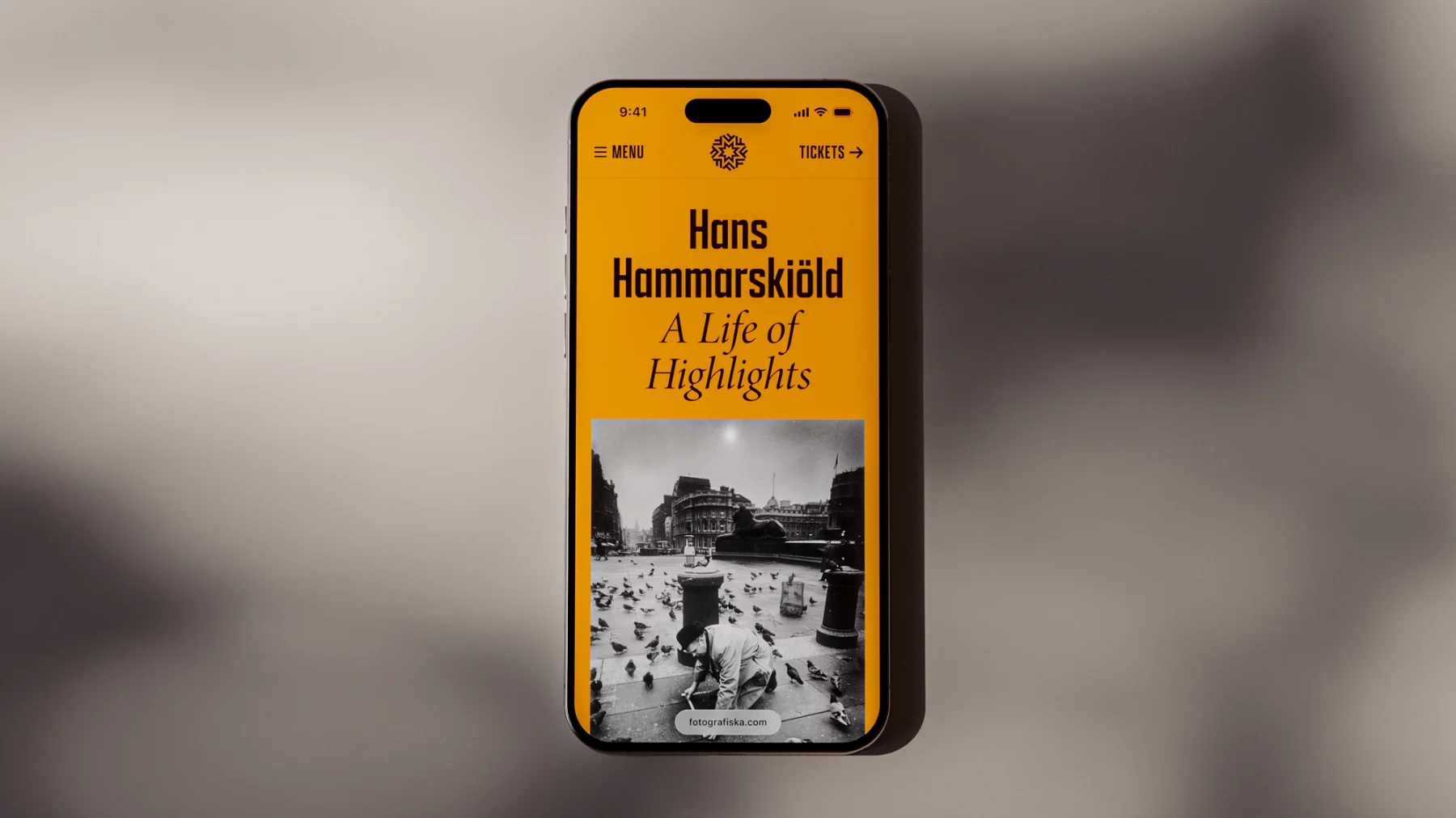Fotografiska exhibition page on a phone